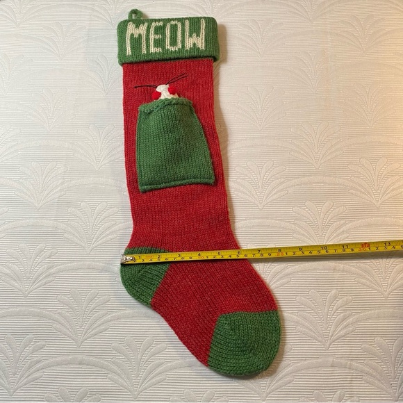 Knit Mouse Cat Meow Christmas Stocking - Picture 3 of 7